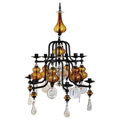 Twelve Candle Chandelier by Erick Hoglund for Boda Glassworks