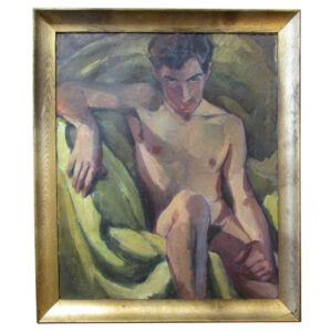 Mexican Modernist Painting of a Boy in style of Diego Rivera