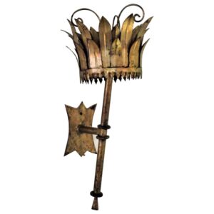 1960's Gilt Tole Metal Leaf Form Chandelier