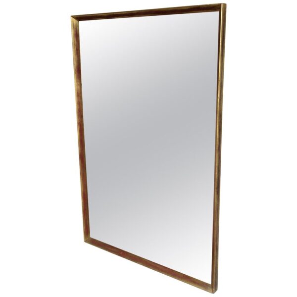 1960's Minimalist Long Rectangular Giltwood Frame Mirror