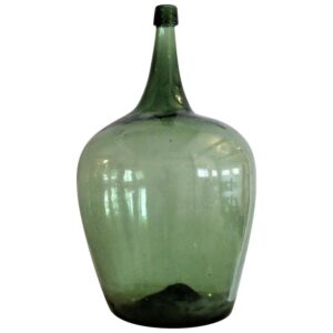 Antique Early 19th C. American Aqua Blown Glass Demijohn Bottle