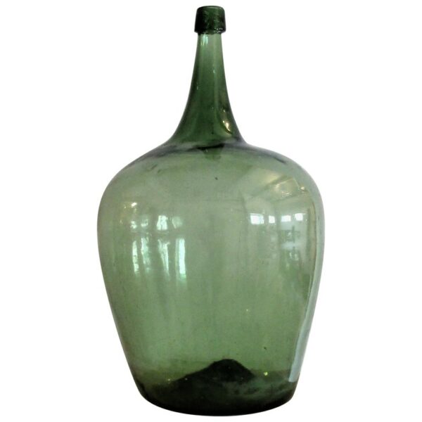 Antique Early 19th C. American Aqua Blown Glass Demijohn Bottle