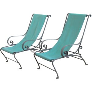 Modernist Wrought Iron Cantilever Armchairs by Woodard