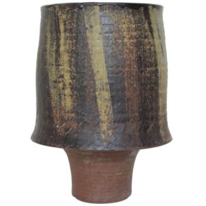 Secrest Pottery Vessel w/ Hand Wrought Iron Stand