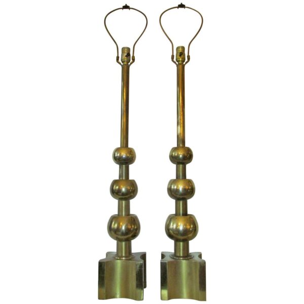 Stacked Marble Hardstone Tall Cone Lamps