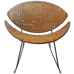 South American Sculptural Wood & Leather Lounge Chair