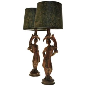 Italian Silver Leaf Lute Player Lamp