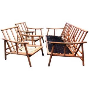 Natural Wicker Wrapped Steel Etagere style of Milo Baughman